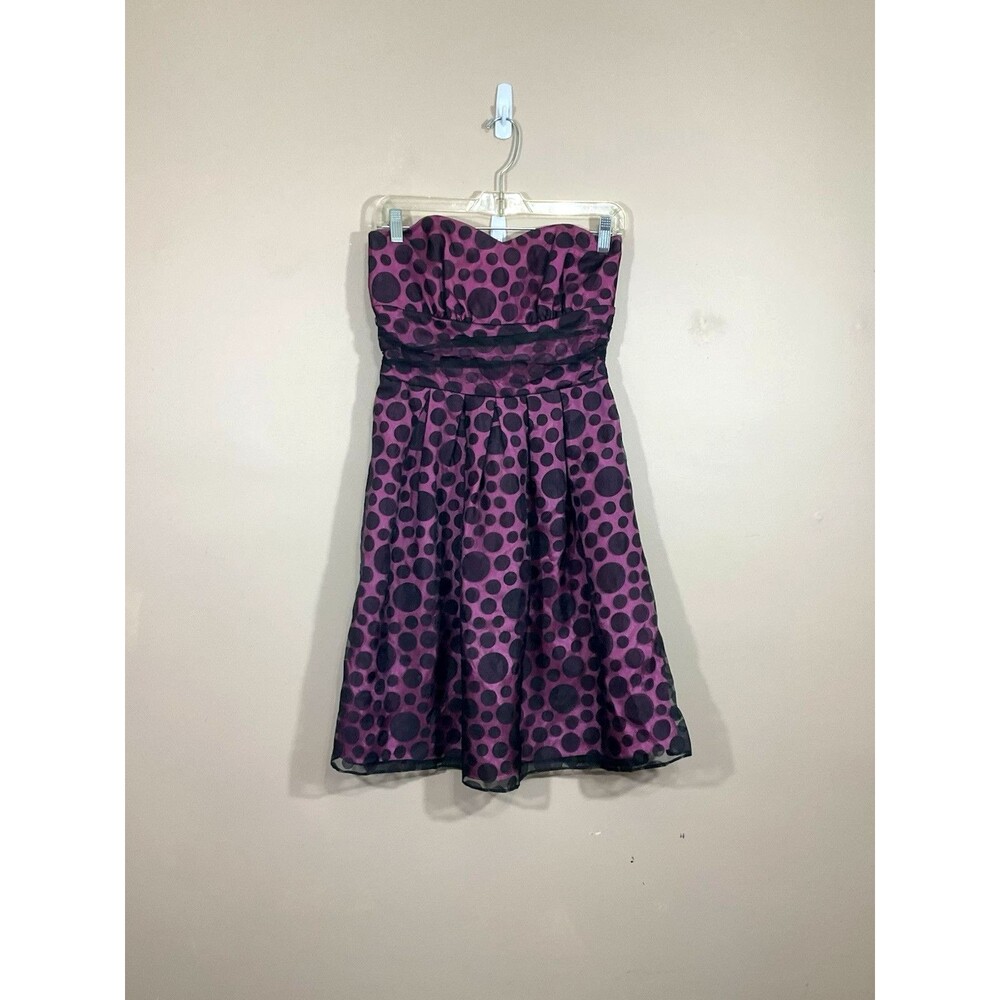 VTG Onyx Nite Womens Polka Dot Strapless Dress 4 Black Pink Whimsygoth Y2K
